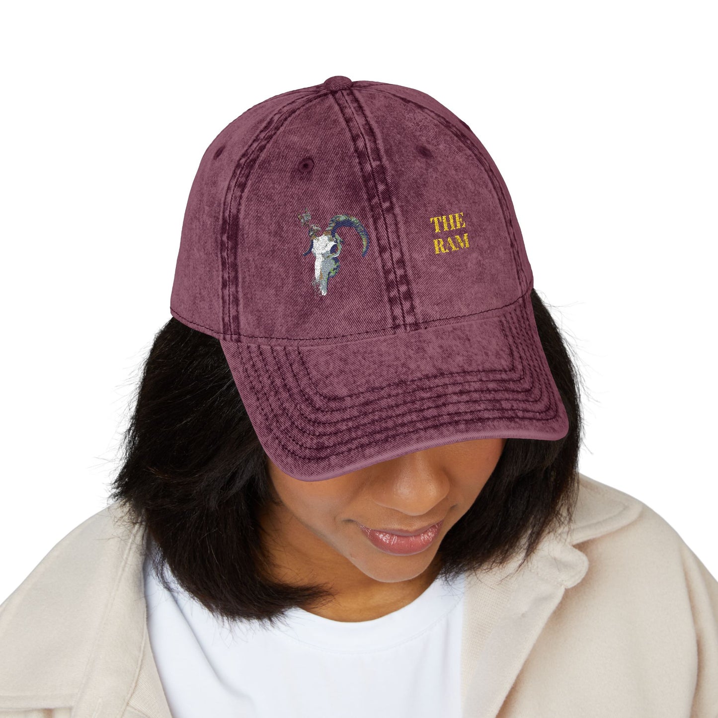 Embroidered Cap - Ram Skull Vintage Design - Death is Beautiful Collection