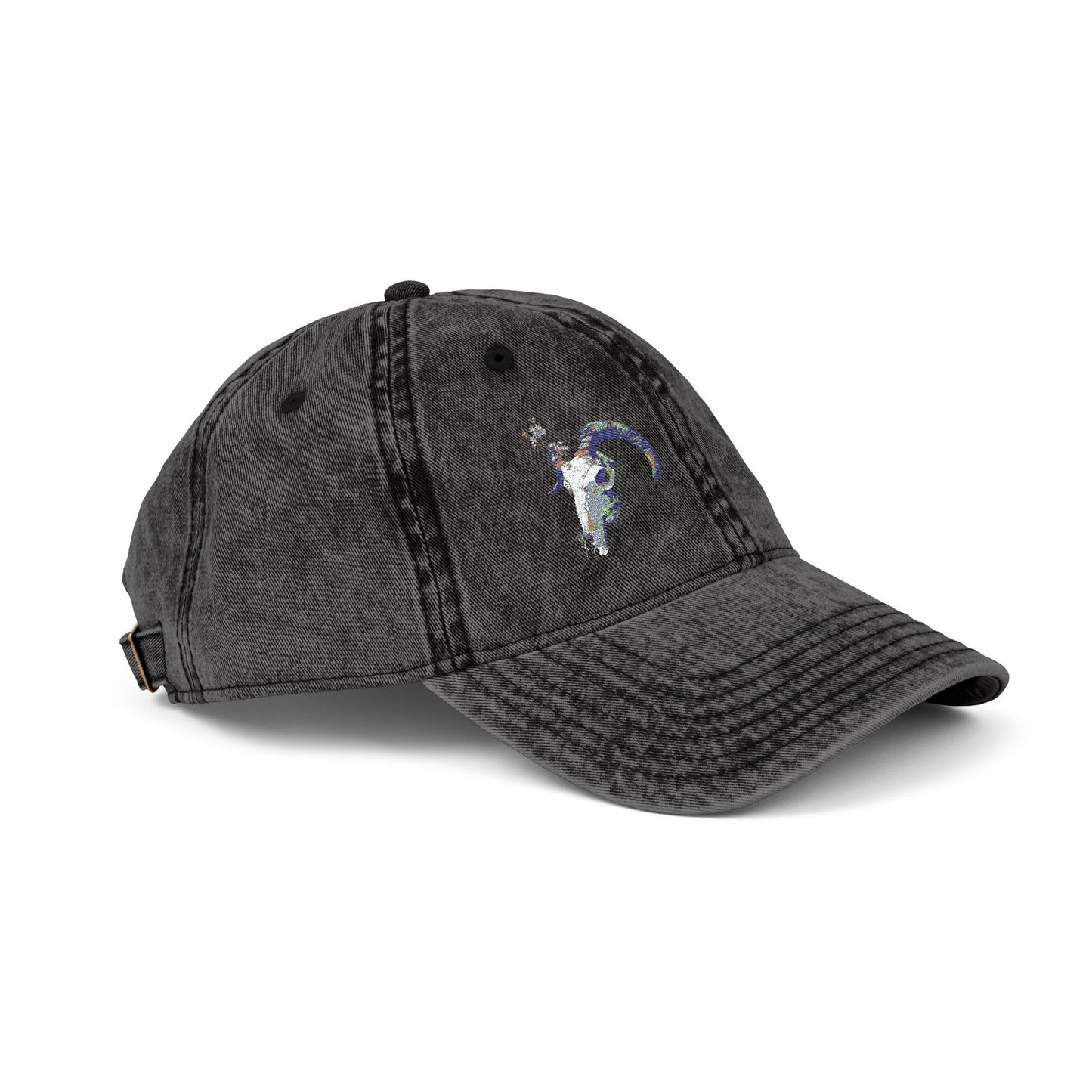 Embroidered Cap - Ram Skull Vintage Design - Death is Beautiful Collection