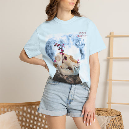 Skull & Bloom T-Shirt — "Death Beautiful" Floral Graphic Tee