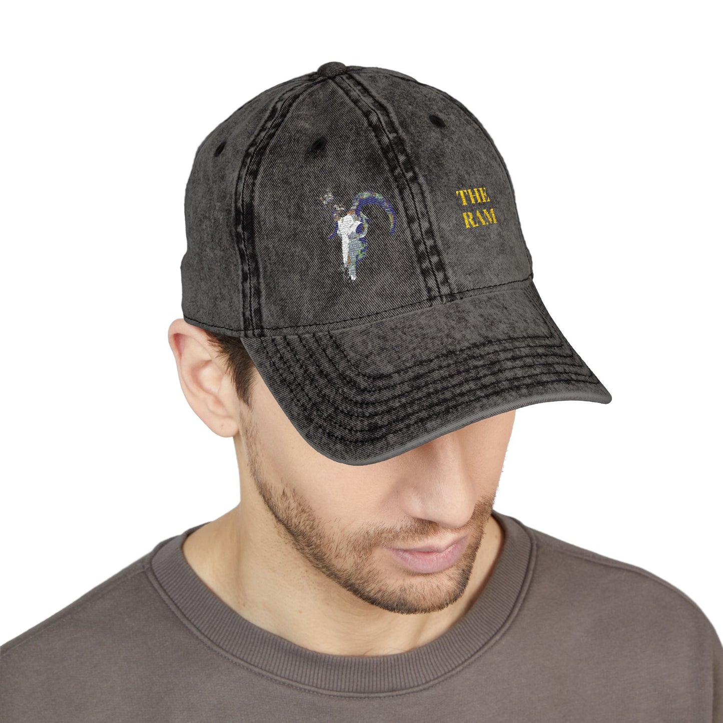 Embroidered Cap - Ram Skull Vintage Design - Death is Beautiful Collection