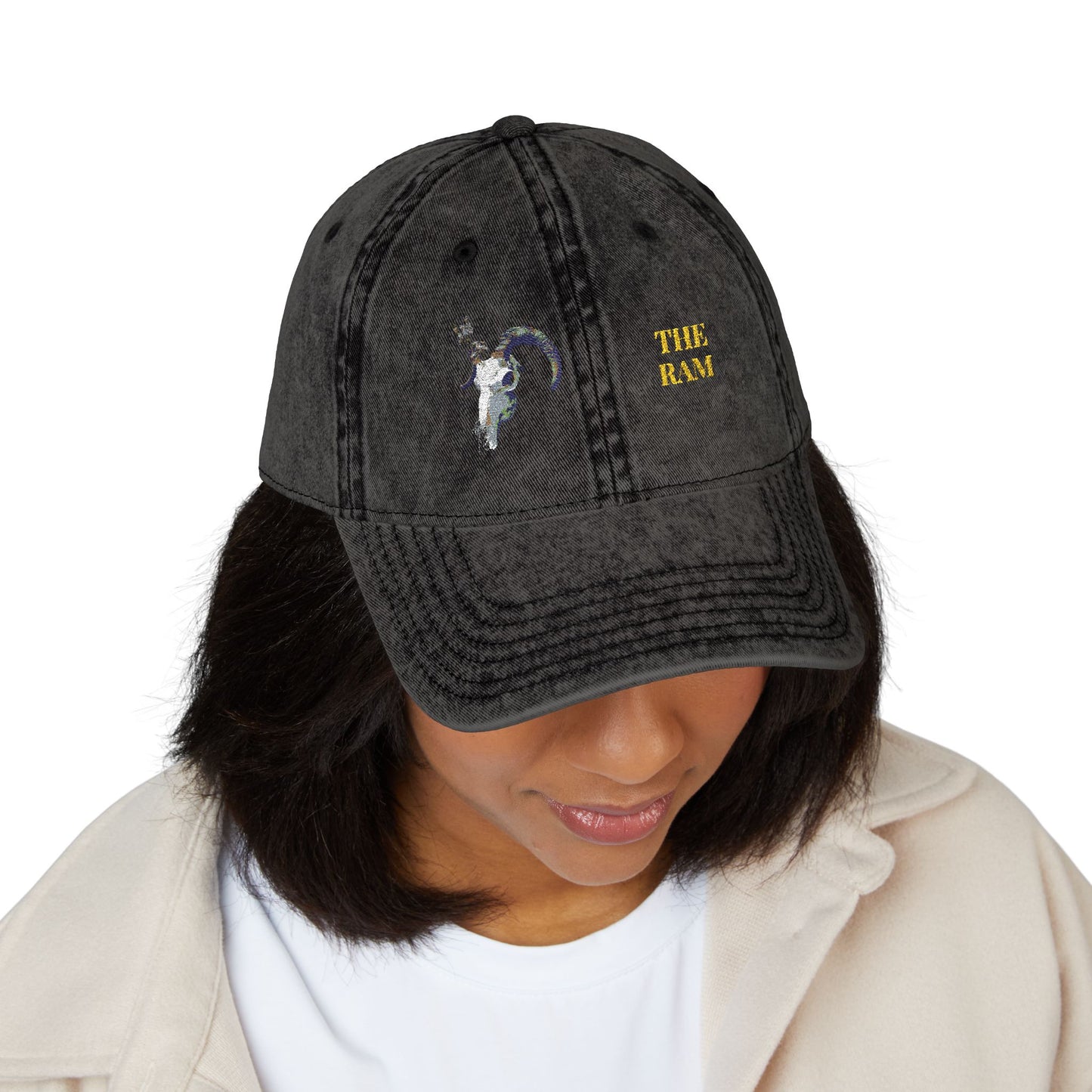 Embroidered Cap - Ram Skull Vintage Design - Death is Beautiful Collection