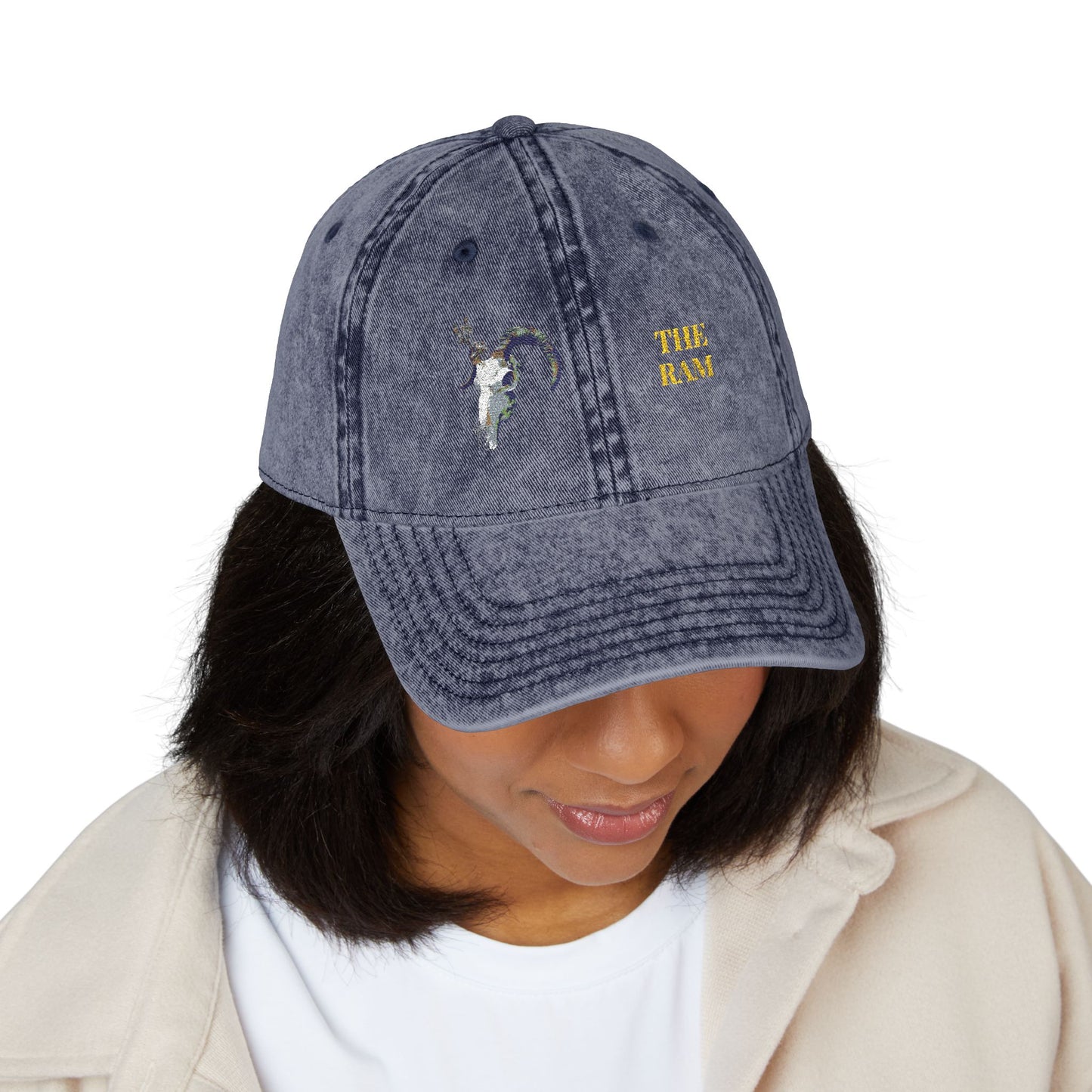 Embroidered Cap - Ram Skull Vintage Design - Death is Beautiful Collection