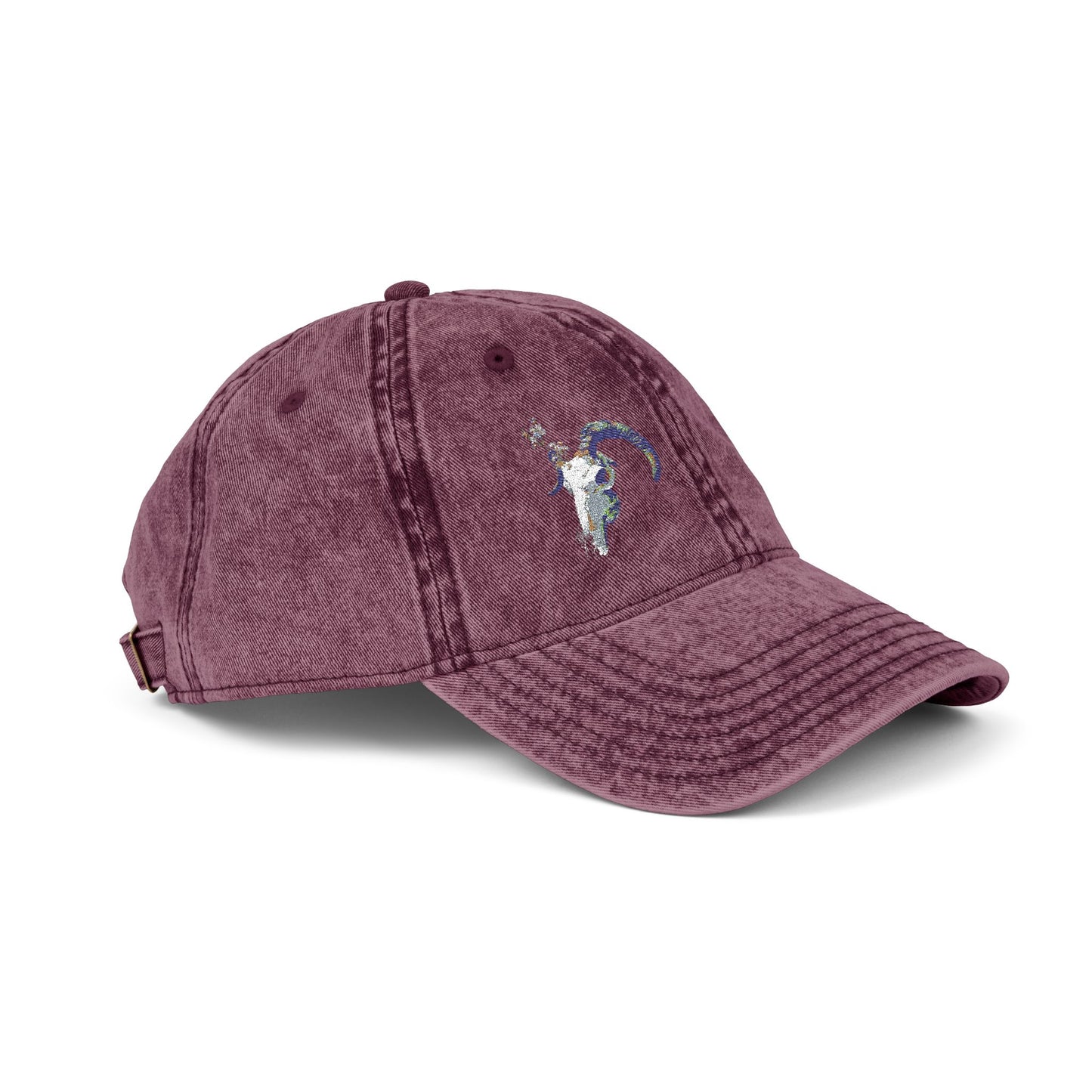 Embroidered Cap - Ram Skull Vintage Design - Death is Beautiful Collection